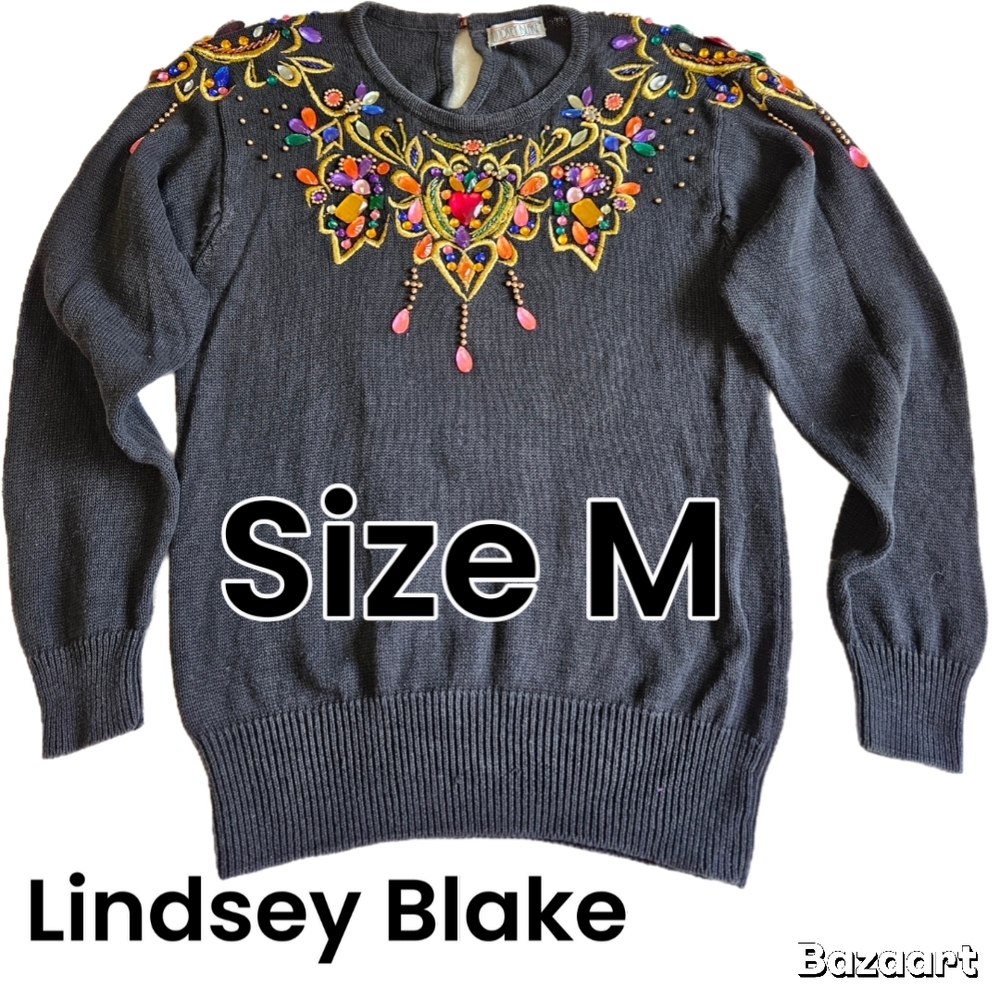 Vintage Linsey Blake Gray Christmas Sweater Size M